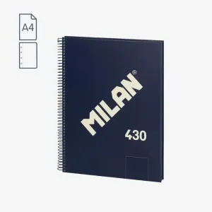 Cuaderno Milan 430 Espiral Tapa Dura A4 80 Hojas Liso 95Grs Azul Marino 57141E80B