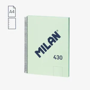 Cuaderno Milan 430 Espiral Tapa Dura A4 80 Hojas Liso 95Grs Verde 57141E80Gr