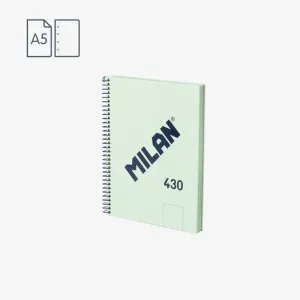 Cuaderno Milan 430 Espiral Tapa Dura A5 80 Hojas Liso 95Grs Verde 57151E80Gr