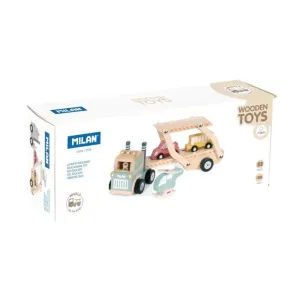 Trailer de Madera con 3 Vehiculos Milan Wooden Toys 660525