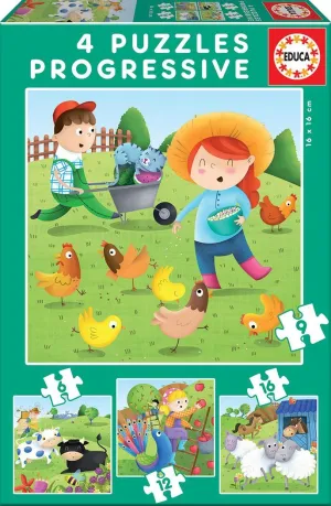 Pack 4 Puzzles Educa Borras 43 Piezas Animales de la Granja 17145