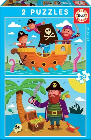 Pack 2 Puzzles Educa Borras 40 Piezas Piratas 17149
