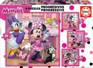 Pack 4 Puzzles Educa Borras 73 Piezas Minnie Ayudantes Felices 17630
