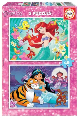 Pack 2 Puzzles Educa Borras 96 Piezas Ariel y Jasmin 18213