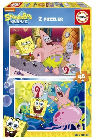 Pack 2 Puzzles Educa Borras 96 Piezas Bob Esponja 19388