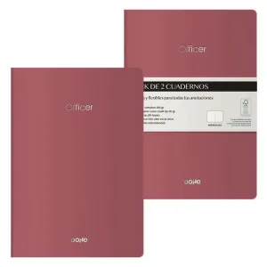 Pack 2 Cuadernos Officer 40 Hojas 90Grs Liso A5 Burdeos 11045