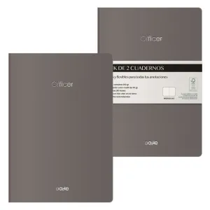 Pack 2 Cuadernos Officer 40 Hojas 90Grs Liso A5 Gris 11046