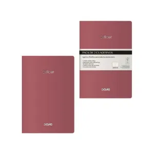 Pack 2 Cuadernos Officer 40 Hojas 90Grs Liso A6 Burdeos 11049