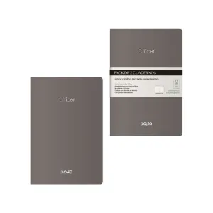 Pack 2 Cuadernos Officer 40 Hojas 90Grs Liso A6 Gris 11050