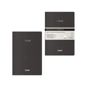 Pack 2 Cuadernos Officer 40 Hojas 90Grs Liso A6 Negro 11051