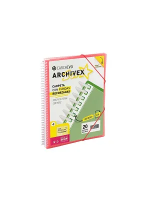 Carpeta Fundas Plastico Espiral 20 Carchivo A4 Personalizable Rojo 53032053