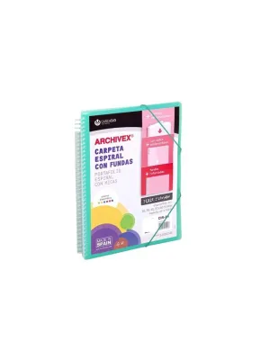 Carpeta Fundas Plastico Espiral 20 Carchivo A4 Personalizable Verde 53032054