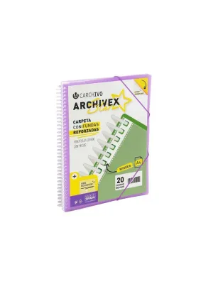 Carpeta Fundas Plastico Espiral 20 Carchivo A4 Personalizable Violeta 53032056