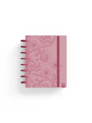 Cuaderno Discos Carchivo Ingeniox A5 80 Hojas 100Grs Cuadricula 5Mm Flores Rosa 66016185