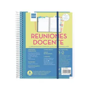 Cuaderno de Reuniones del Docente Finocam A5 Espiral Azul
