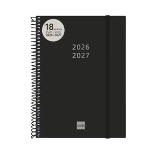 Agenda Finocam 26/27 Semana Vista 155X212Mm 18 Meses Espiral Negro E10