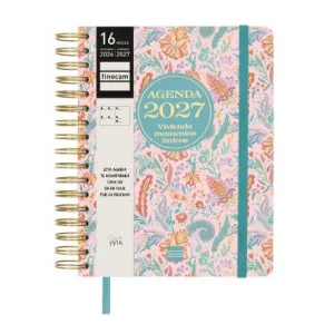 Agenda Finocam 26/27 Semana Vista 155X217Mm 16 Meses Espiral Vitae Rosa