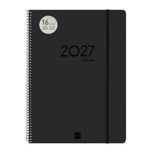 Agenda Finocam 26/27 Semana Vista Vertical 210X297Mm 16 Meses Espiral Ikon Negro E40
