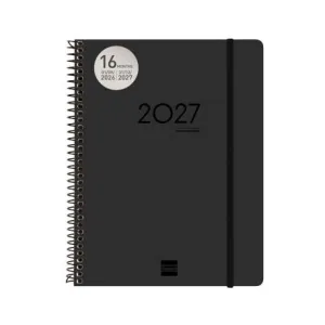 Agenda Finocam 26/27 Semana Vista Vertical 155X212Mm 16 Meses Espiral Ikon Negro E10