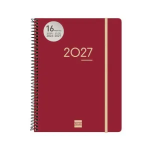 Agenda Finocam 26/27 Semana Vista Vertical 155X217Mm 16 Meses Espiral Ikon Burdeos E10