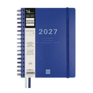 Agenda Finocam 26/27 Semana Vista Vertical 155X217Mm 16 Meses Espiral Tempus Azul