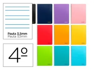 Cuaderno Liderpapel Espiral Tapa Blanda A5 80 Hojas 60Grs 2 Rayas 3,5Mm Colores Surtidos 08392