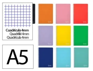 Cuaderno Liderpapel Tapa Dura A5 80 Hojas Cuadricula 4Mm 90Grs Colores Surtidos 08400