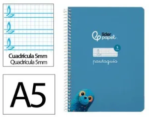 Cuaderno Lamela Liderpapel Espiral Tapa Dura A5 80 Hojas 90Grs Cuadricula 5Mm Azul 171753