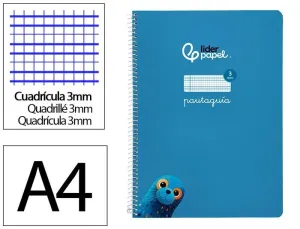Cuaderno Lamela Liderpapel Espiral Tapa Carton A4 80 Hojas 75Grs Cuadricula 3Mm Azul 171765
