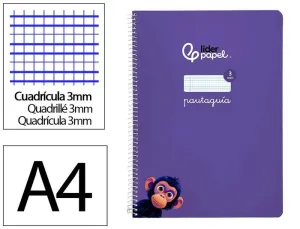 Cuaderno Lamela Liderpapel Espiral Tapa Blanda A4 80 Hojas 75Grs Cuadricula 3Mm Lila 171766