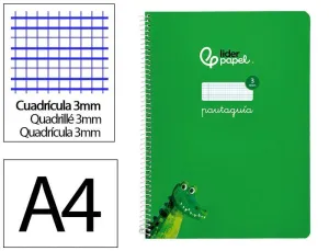 Cuaderno Lamela Liderpapel Espiral Tapa Carton A4 80 Hojas 75Grs Cuadricula 3Mm Verde 171769