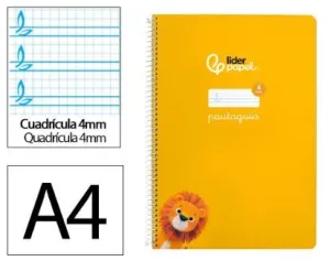 Cuaderno Lamela Liderpapel Espiral Tapa Blanda A4 80 Hojas 75Grs Cuadricula 4Mm Amarillo 171770