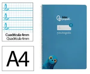 Cuaderno Lamela Liderpapel Espiral Tapa Blanda A4 80 Hojas 75Grs Cuadricula 4Mm Azul 171771