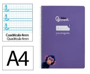 Cuaderno Lamela Liderpapel Espiral Tapa Blanda A4 80 Hojas 75Grs Cuadricula 4Mm Lila 171772