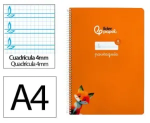 Cuaderno Lamela Liderpapel Espiral Tapa Blanda A4 80 Hojas 75Grs Cuadricula 4Mm Naranja 171773