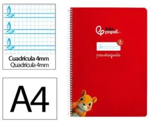 Cuaderno Lamela Liderpapel Espiral Tapa Blanda A4 80 Hojas 75Grs Cuadricula 4Mm Rojo 171774