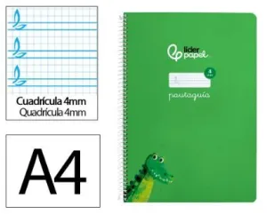 Cuaderno Lamela Liderpapel Espiral Tapa Blanda A4 80 Hojas 75Grs Cuadricula 4Mm Verde 171775