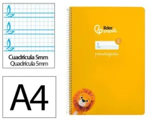 Cuaderno Lamela Liderpapel Espiral Tapa Blanda A4 80 Hojas 75Grs Cuadricula 5Mm Amarillo 171776
