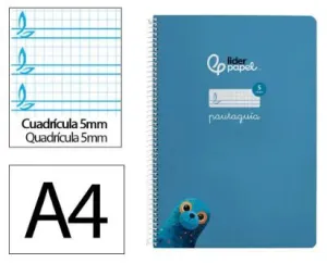 Cuaderno Lamela Liderpapel Espiral Tapa Blanda A4 80 Hojas 75Grs Cuadricula 5Mm Azul 171777