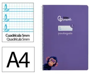 Cuaderno Lamela Liderpapel Espiral Tapa Blanda A4 80 Hojas 75Grs Cuadricula 5Mm Lila 171778