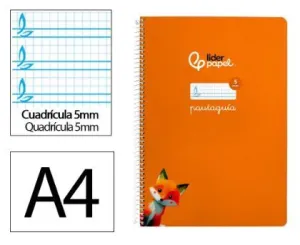 Cuaderno Lamela Liderpapel Espiral Tapa Blanda A4 80 Hojas 75Grs Cuadricula 5Mm Naranja 171779