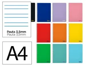 Cuaderno Liderpapel Espiral Tapa Blanda Folio 80 Hojas 75Grs 2 Rayas 3,5Mm Colores Surtidos 171888