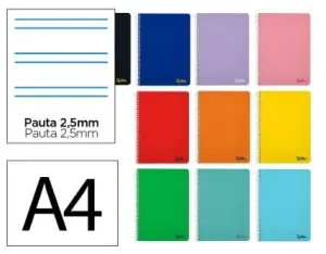 Cuaderno Liderpapel Espiral Tapa Blanda Folio 80 Hojas 75Grs 2 Rayas 2,5Mm Colores Surtidos 171889