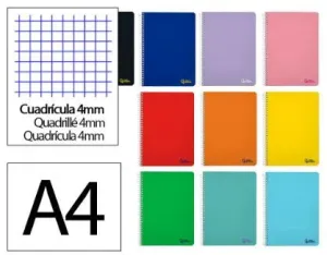 Cuaderno Liderpapel Espiral Tapa Blanda Folio 80 Hojas 75Grs Cuadricula 4Mm Colores Surtidos 171883