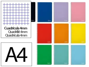 Cuaderno Liderpapel Espiral Tapa Dura A4 80 Hojas 90 Grs Cuadricula 4Mm Colores Surtidos 171915