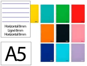 Cuaderno Liderpapel Espiral Tapa Blanda A5 80 Hojas 1 Raya Colores Surtidos 172246