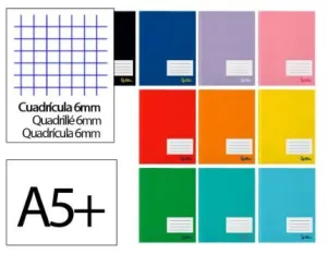 Libreta Liderpapel Tapa Blanda A5+ 32 Hojas 75Grs Cuadricula 6Mm Colores Surtidos 172617
