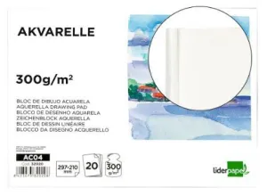Bloc Acuarela Liderpapel Encolado A4 20 Hojas 300Grs 32020