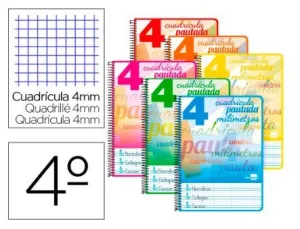 Cuaderno Lamela Liderpapel Espiral Tapa Blanda A5 80 Hojas 75Grs Cuadricula 4Mm Colores Surtidos 51705