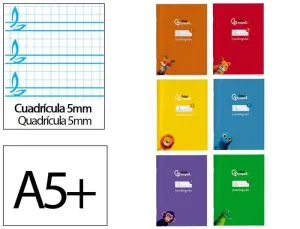 Libreta Lamela Liderpapel Tapa Blanda A5+ 32 Hojas 75Grs Cuadricula 5Mm Colores Surtidos 51709